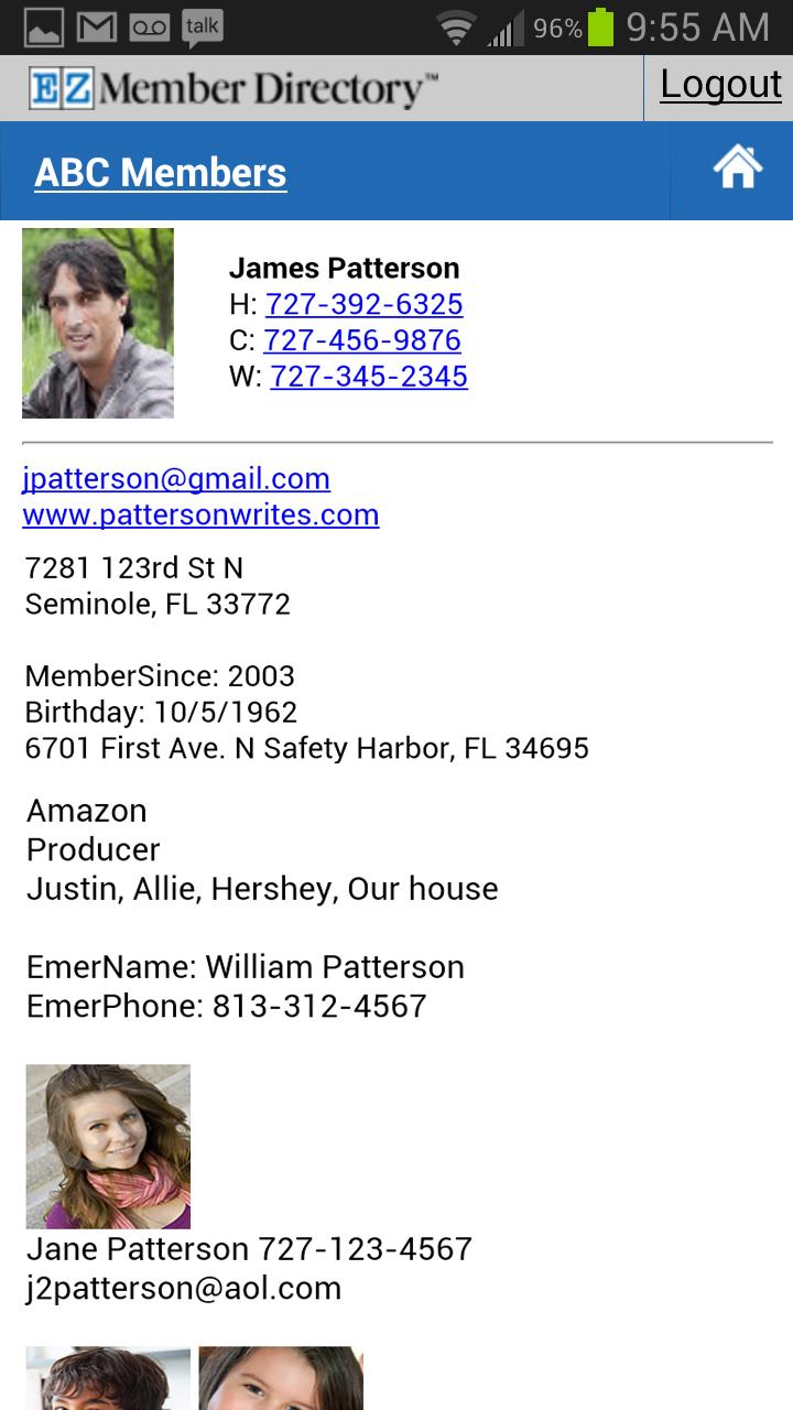 EZ Member Directory App Screen 3