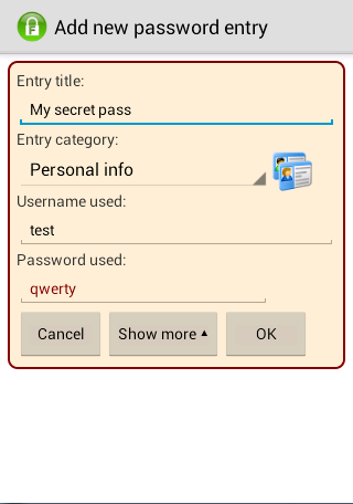 Friendly Password Safe - screenshot