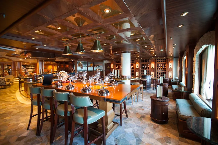 The Vines Wine Bar on deck 5 is open from 11 am to 11 pm and offers complimentary sushi and tapas with all drinks purchased.