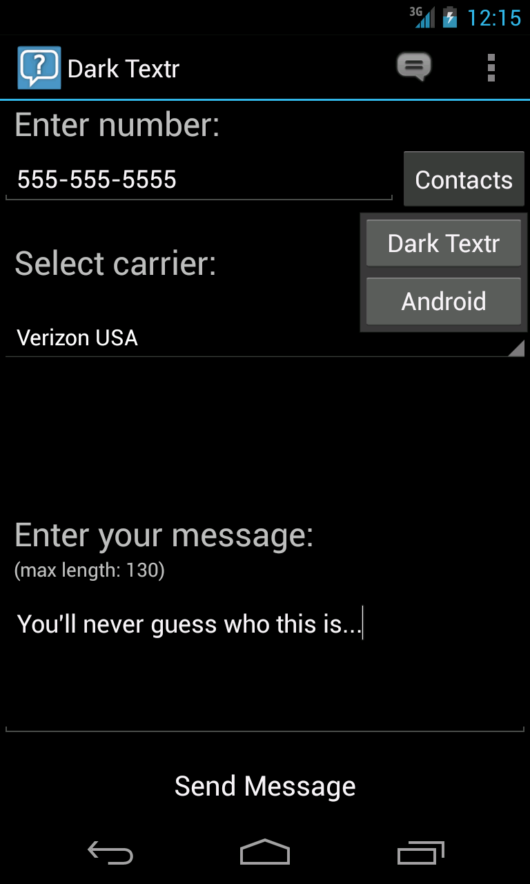 Dark Texter Screen 1