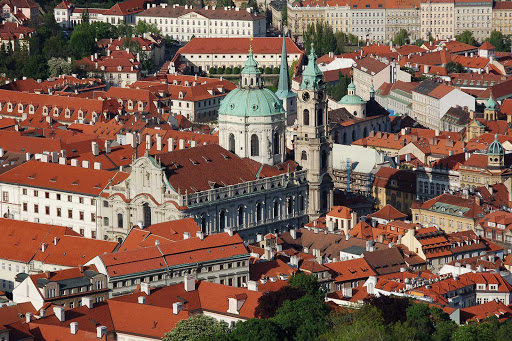 Czech-Prague-St-Nicholas-Church-view - A view of the 18th-century St. Nicholas Church in Prague, the Czech Republic. Classical music concerts are held almost daily at the magnificent baroque church.