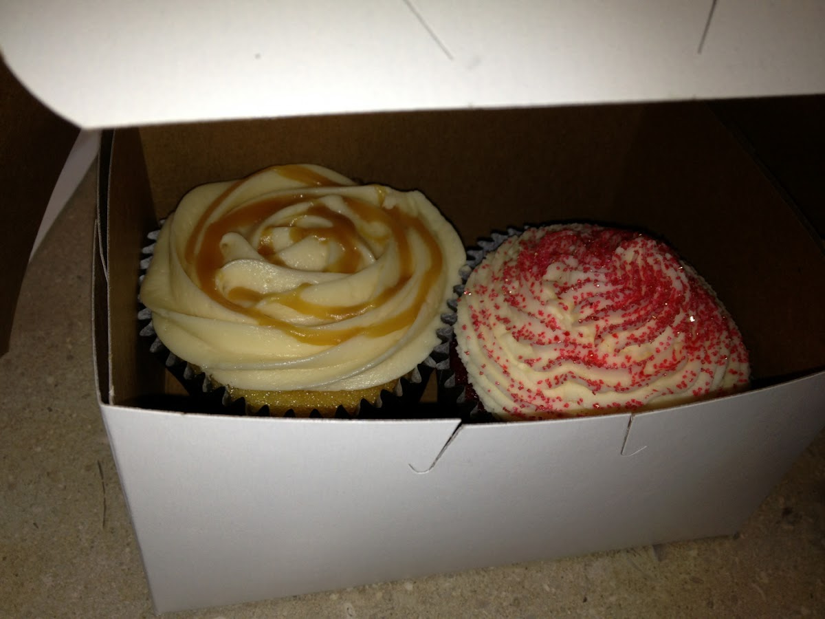 Carmel and red velvet cupcake! So good!