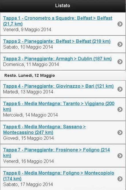Android application Giro dItalia 2016 screenshort