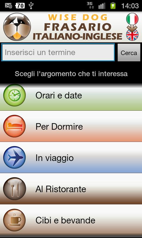 Android application English-Italian Phrase Book screenshort