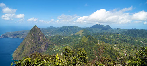 Aerial shot of St. Lucia in the Caribbean.  