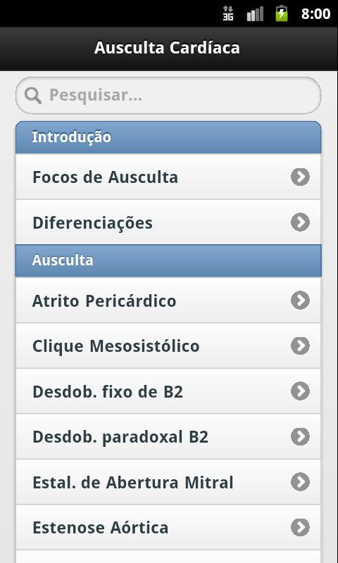 Android application Ausculta Cardíaca screenshort