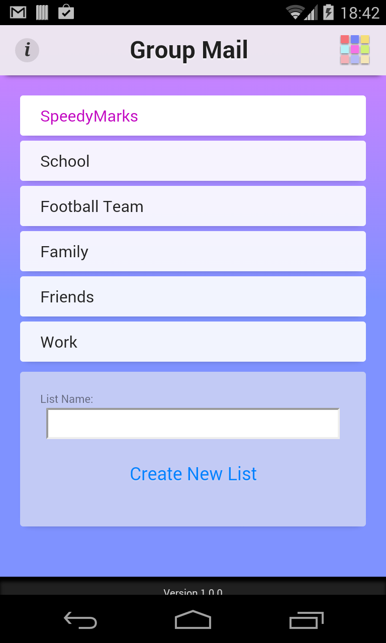 Android application Group Mail screenshort
