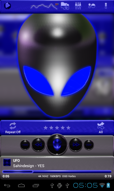 poweramp skin alien blue Screen 2