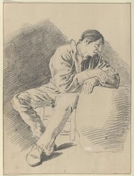 Seated Man, Leaning on a Barrel