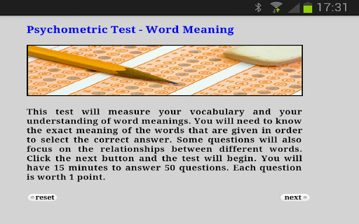 Psychometric Test Word Meaning