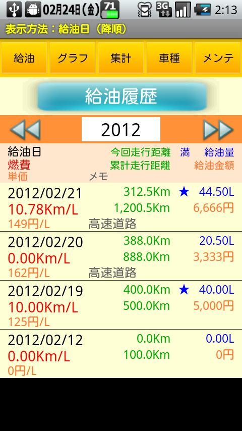 MyCar Manager Screen 2