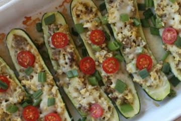 Sausage & Egg Zucchini Breakfast Boats