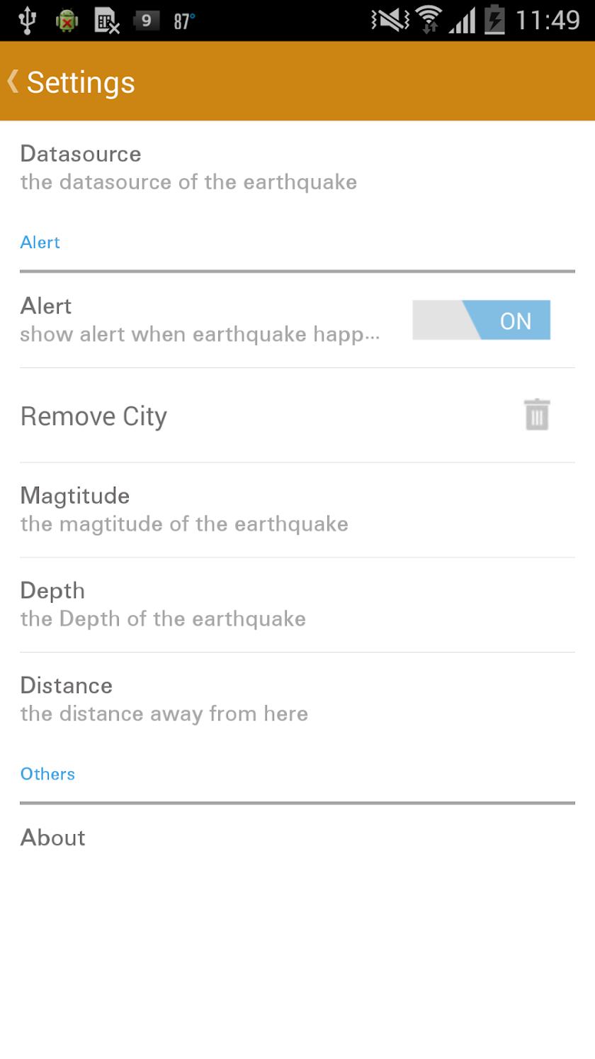 Earthquake Info &amp; Alert! Screen 2