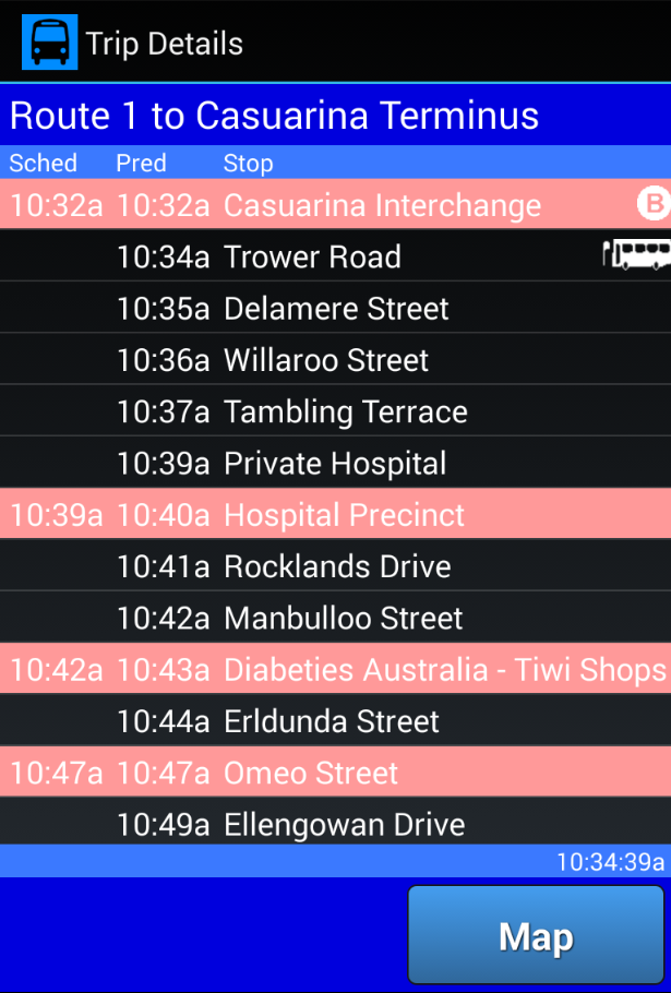 NT Bus Tracker Screen 3
