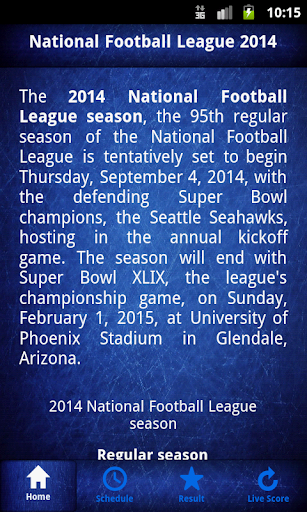 NFL 2014 Score Schedule