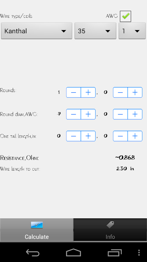 Coil Calculator Screen 3