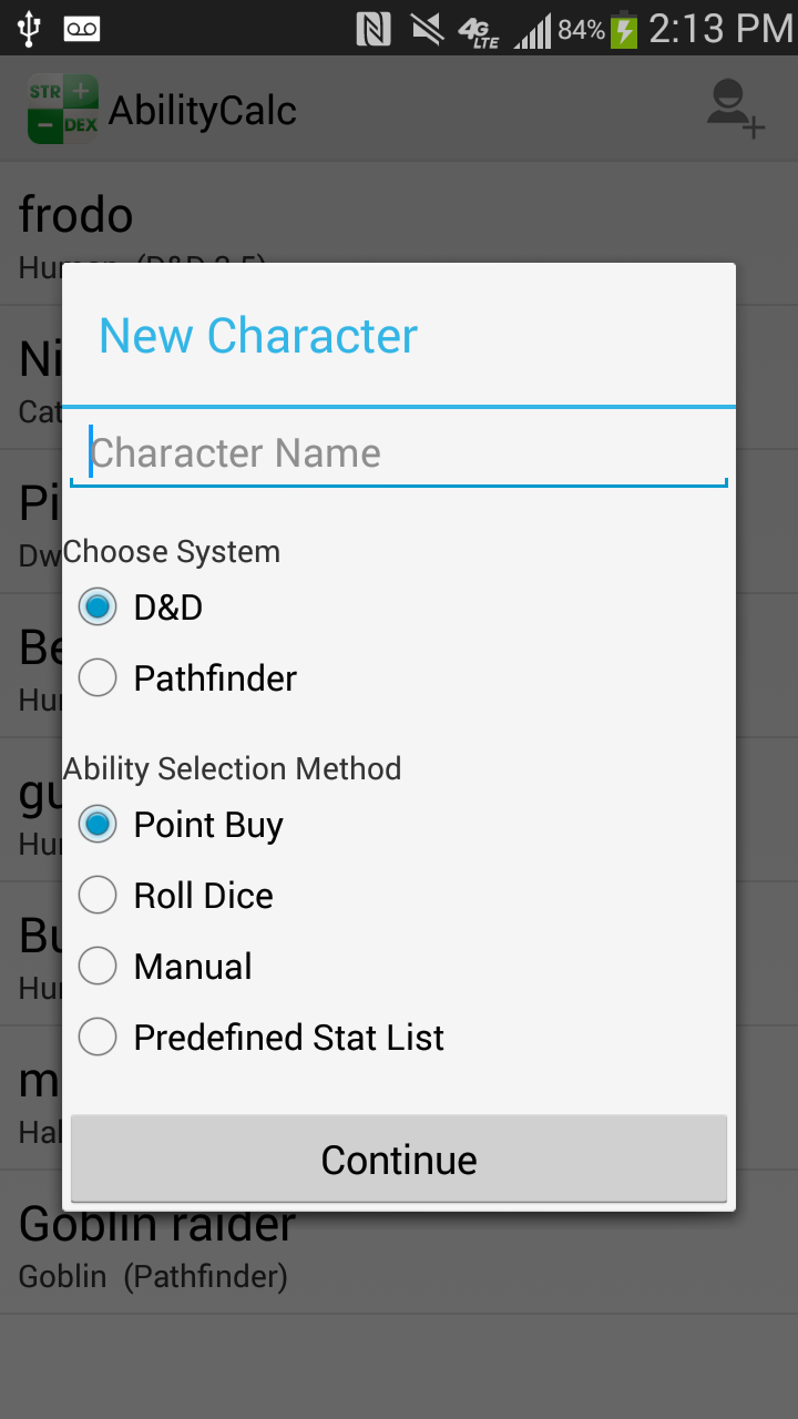 AbilityCalc Character Creator Screen 2