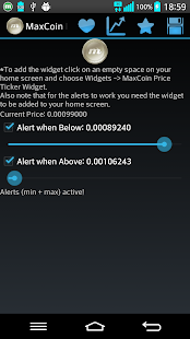 MaxCoin Ticker & Alerts Widget Screenshots 3