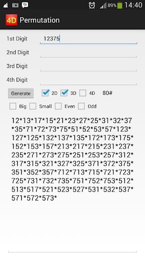 4D Permutation Number Generate