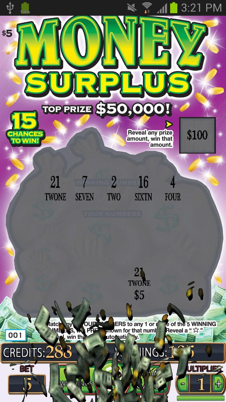 ===Money Surplus Lotto Card=== Screen 3