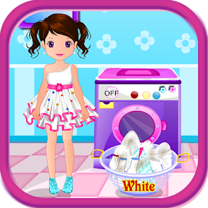 Wash laundry games for girls logo