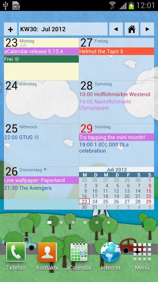 aCalendar - Android Calendar - screenshot