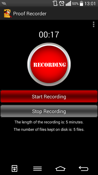 Android application Proof Recorder screenshort