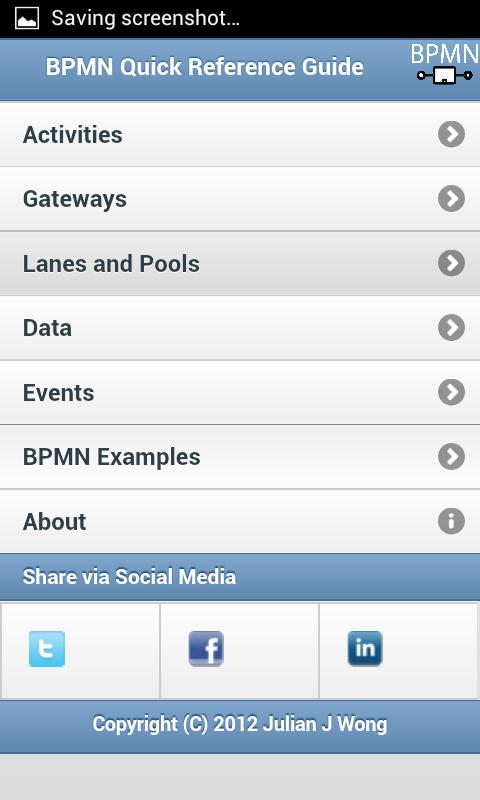 Android application BPMN Quick Reference Guide 2.0 screenshort