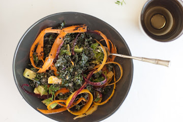 Raw Kale Salad with Creamy Tahini Dressing