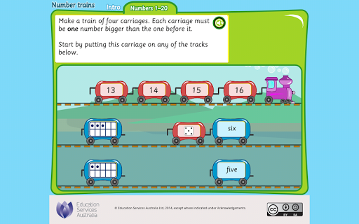 Number trains: numbers 1-20