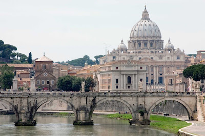 View toward St. Peter's Basilica from Palazzo di Giustizia (Palace of Justice) in Rome.