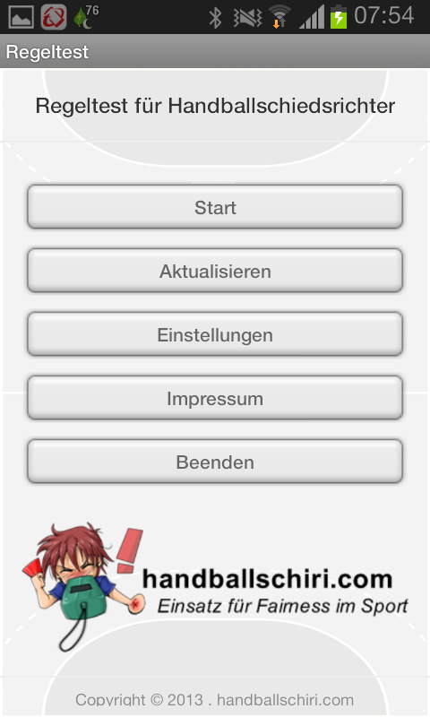 handballschiri.com Regeltest Screen 1
